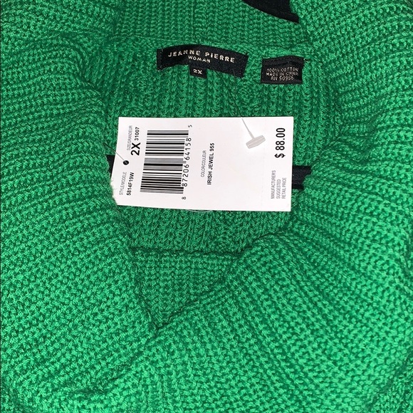 Jeanne Pierre Green Cowl Neck Tunic Sweater - Picture 3 of 3